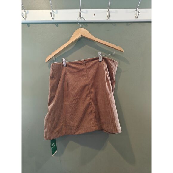 halara High Waisted Back Zipper Split Hem 2-in-1 Corduroy Casual Skirt lg - Picture 4 of 5